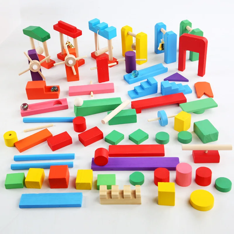 Board Game Monopoli - Montessori Wooden Rainbow Domino Toy Institution