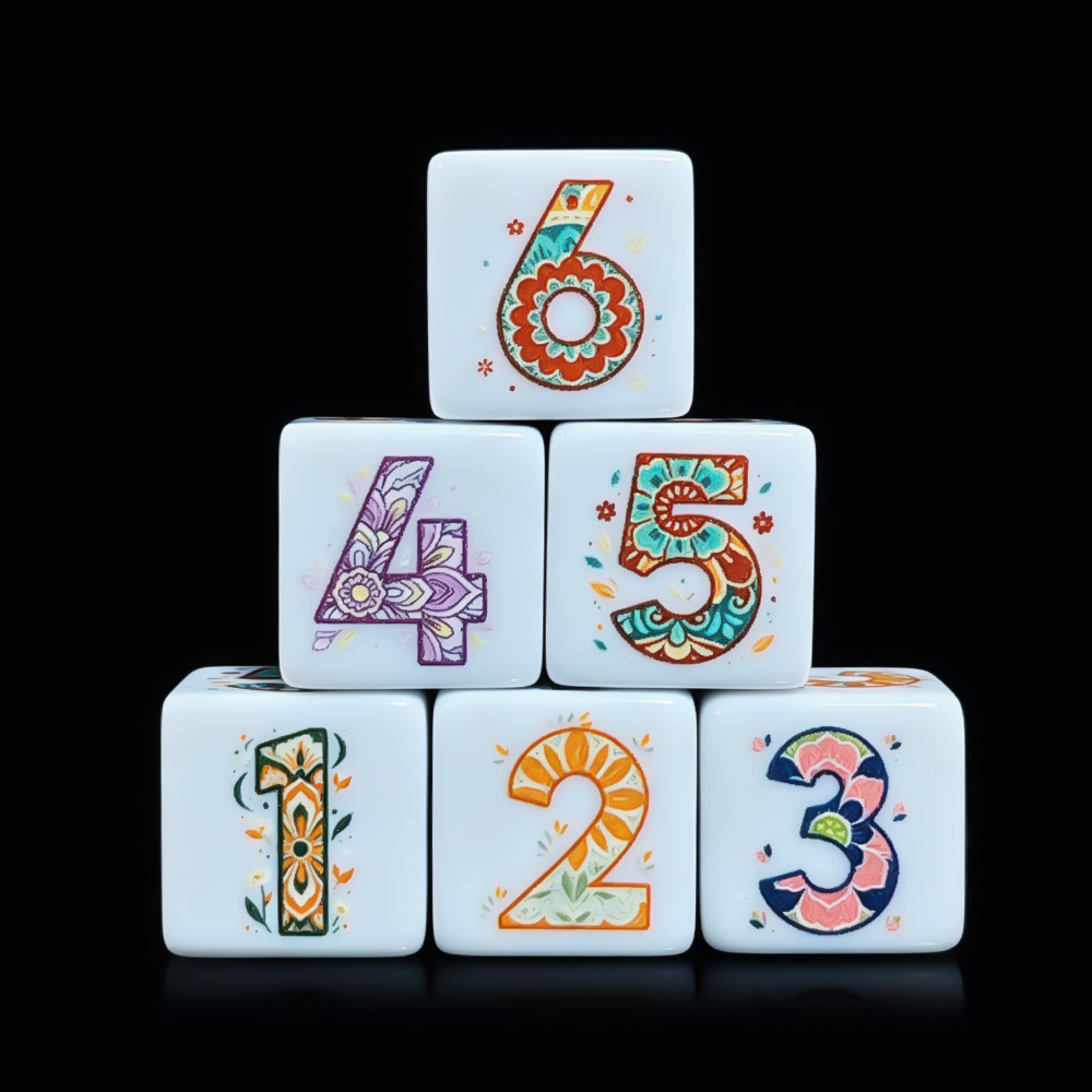 Board Game Rpg - 12Pcs Printed Mandala Floral D6 Dice
