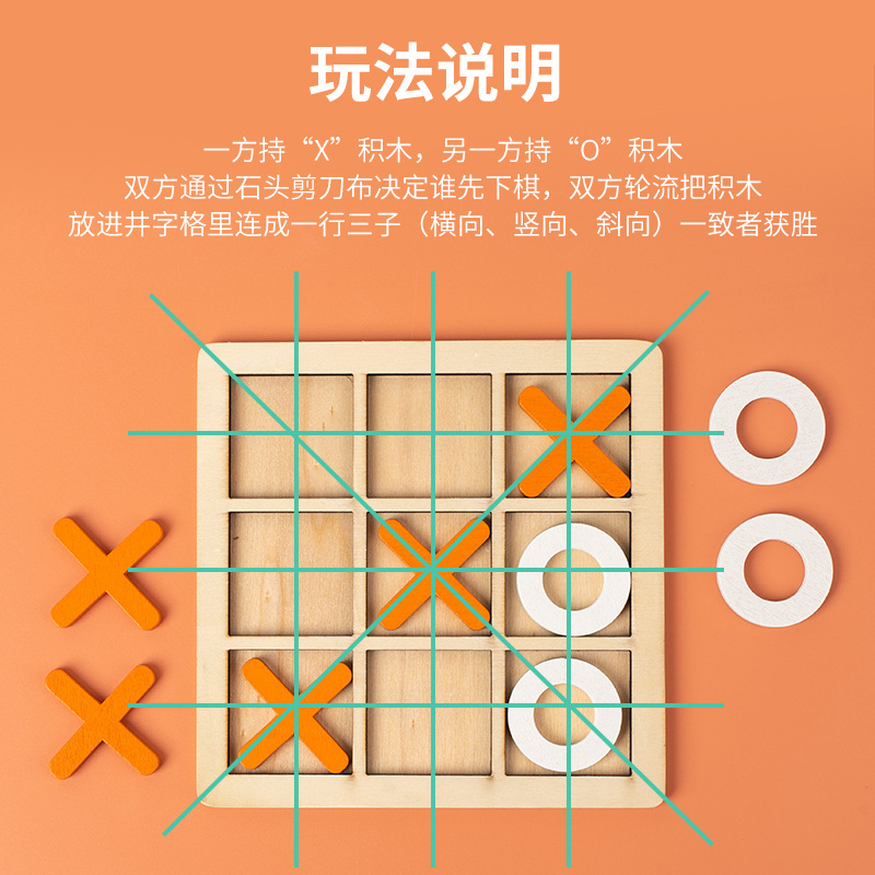 5pcs Wooden Tic Tac Toe Game D - огляд і ціна Board Game Template
