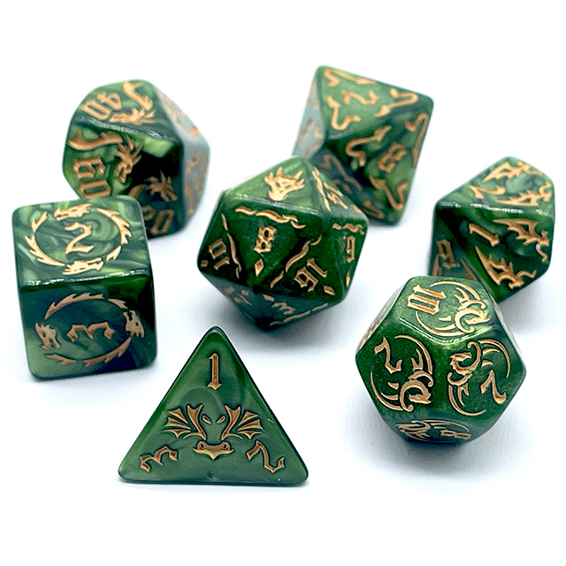 7Pcs Green Swirl Acrylic DND D - огляд і ціна Board Game Rpg