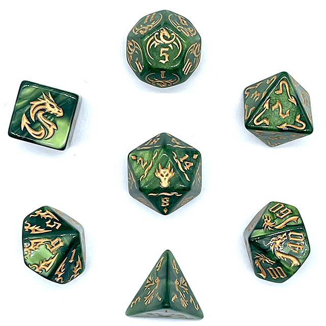 7Pcs Green Swirl Acrylic DND D - огляд і ціна Board Game Rpg