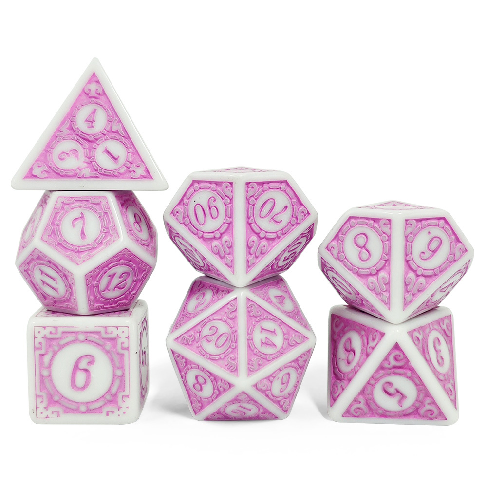 7Pcs White Pink Acrylic Polyhe - огляд і ціна Board Game Rpg