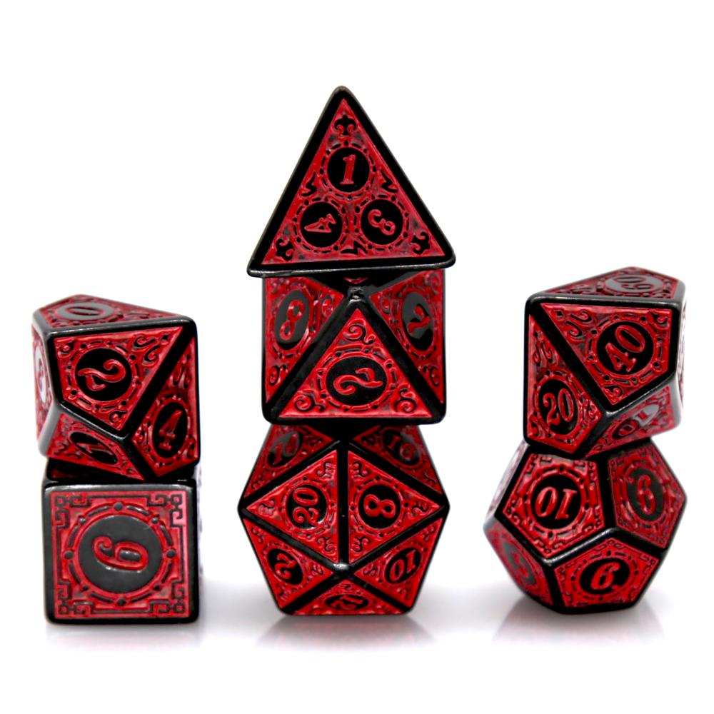 7Pcs Black Red Acrylic Polyhed - огляд і ціна Board Game Rpg