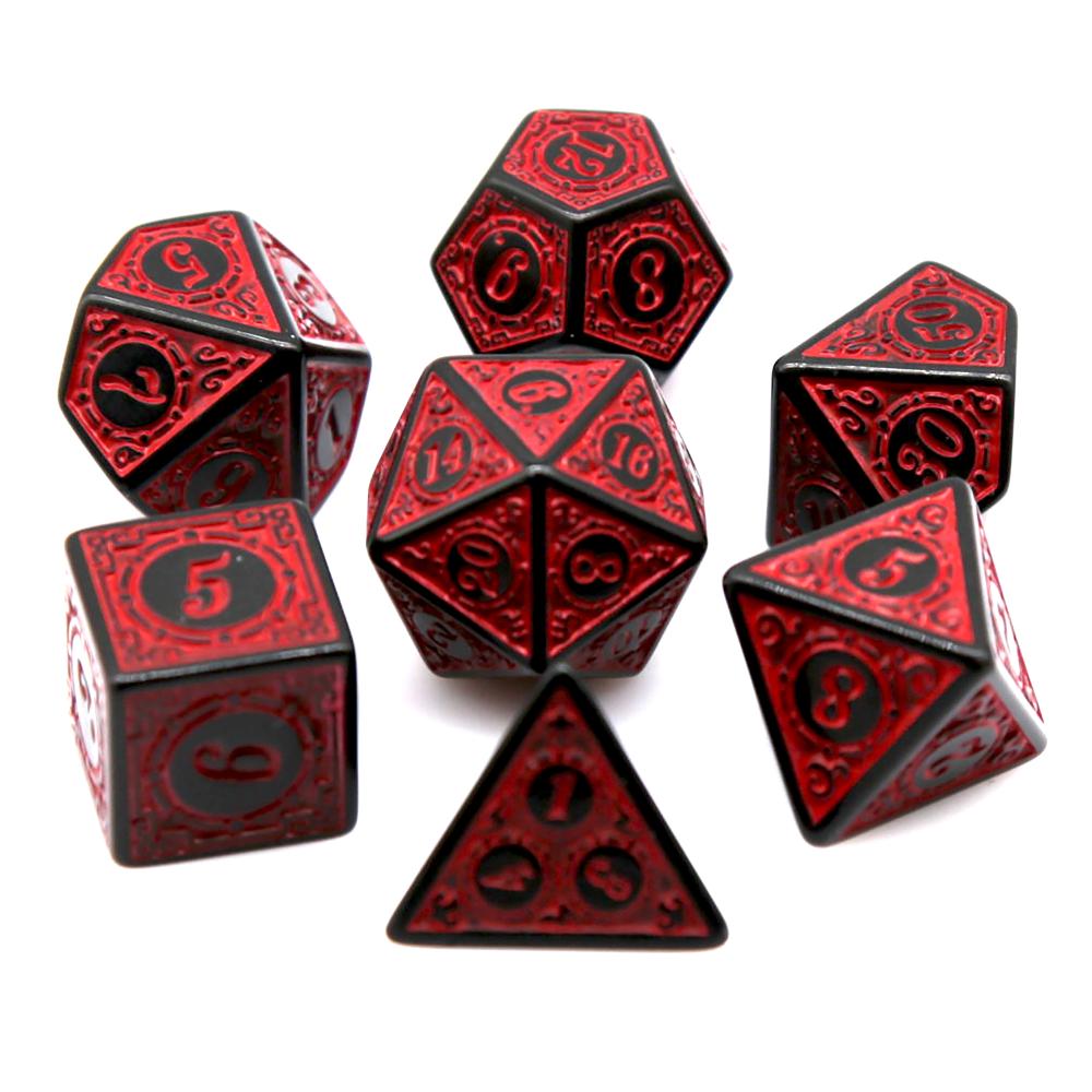 7Pcs Black Red Acrylic Polyhed - огляд і ціна Board Game Rpg